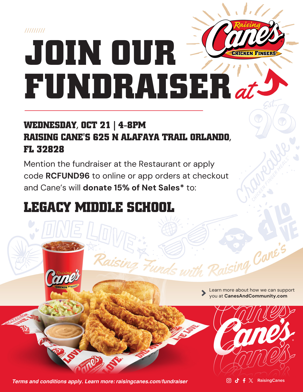 Raising Cane's Fundraiser on Wednesday!