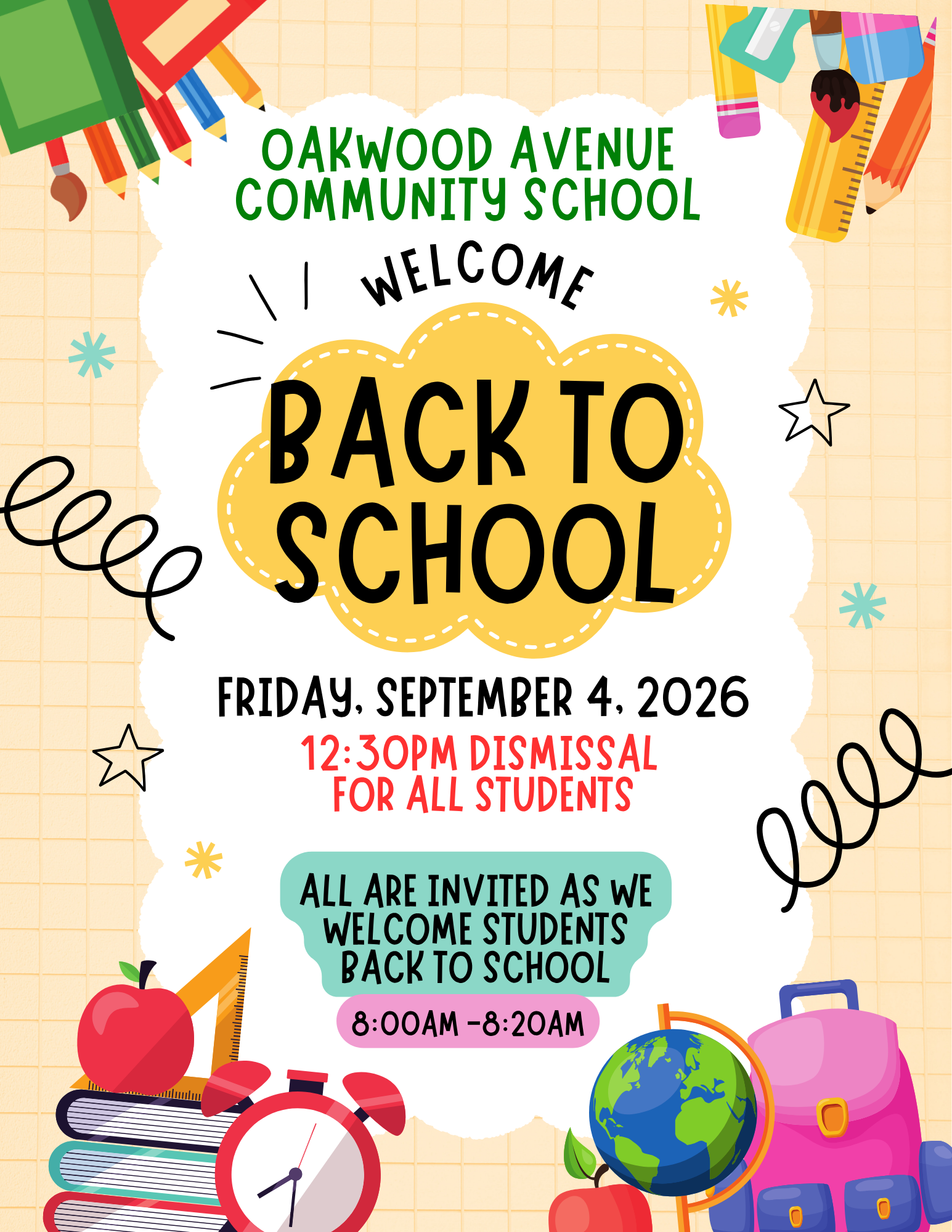 Welcome Back to School! - Friday, September 4th!