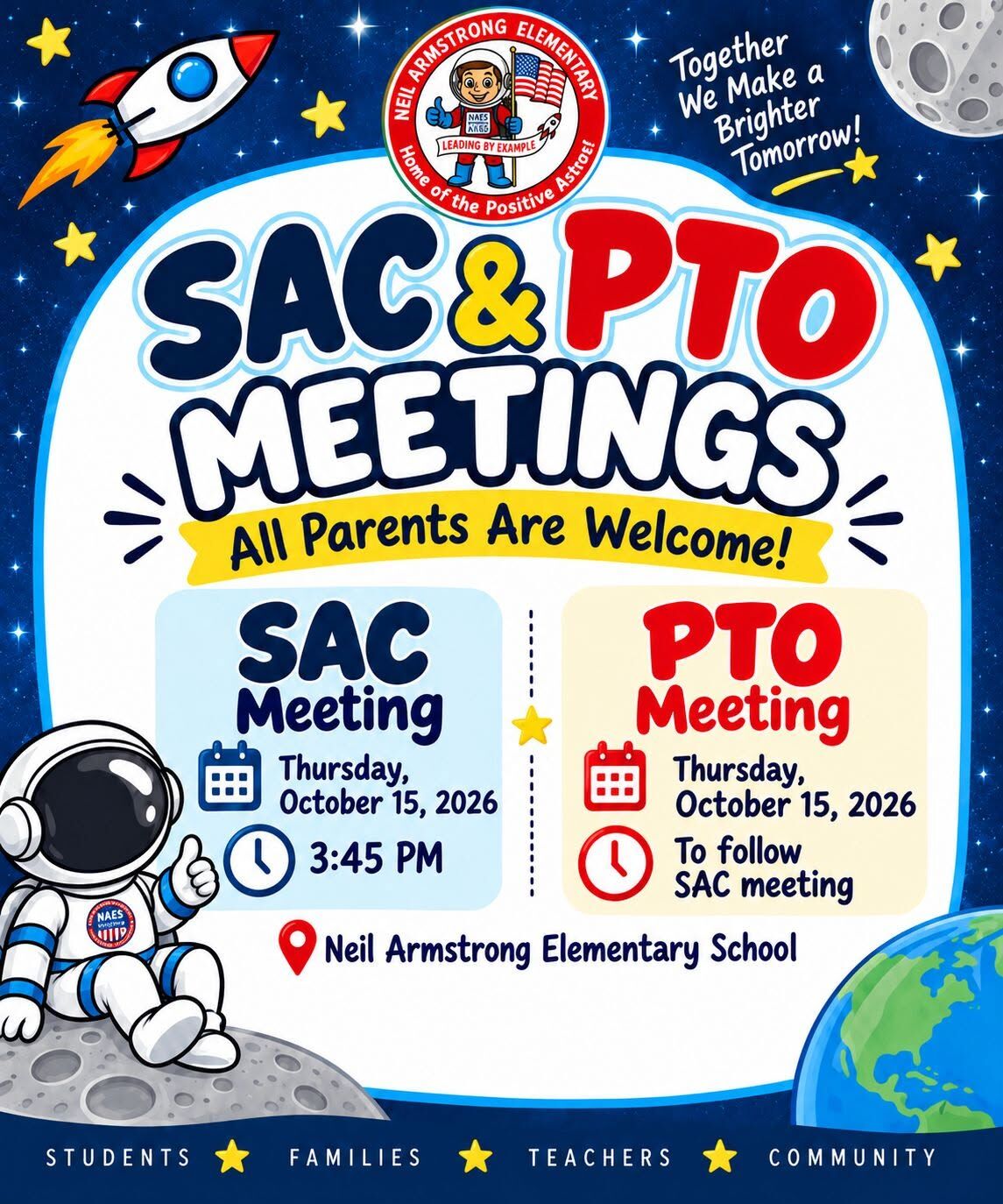 SAC AND PTO MEETING- Tomorrow