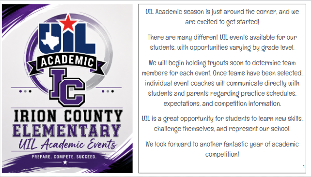 IC Elementary UIL Academic Events