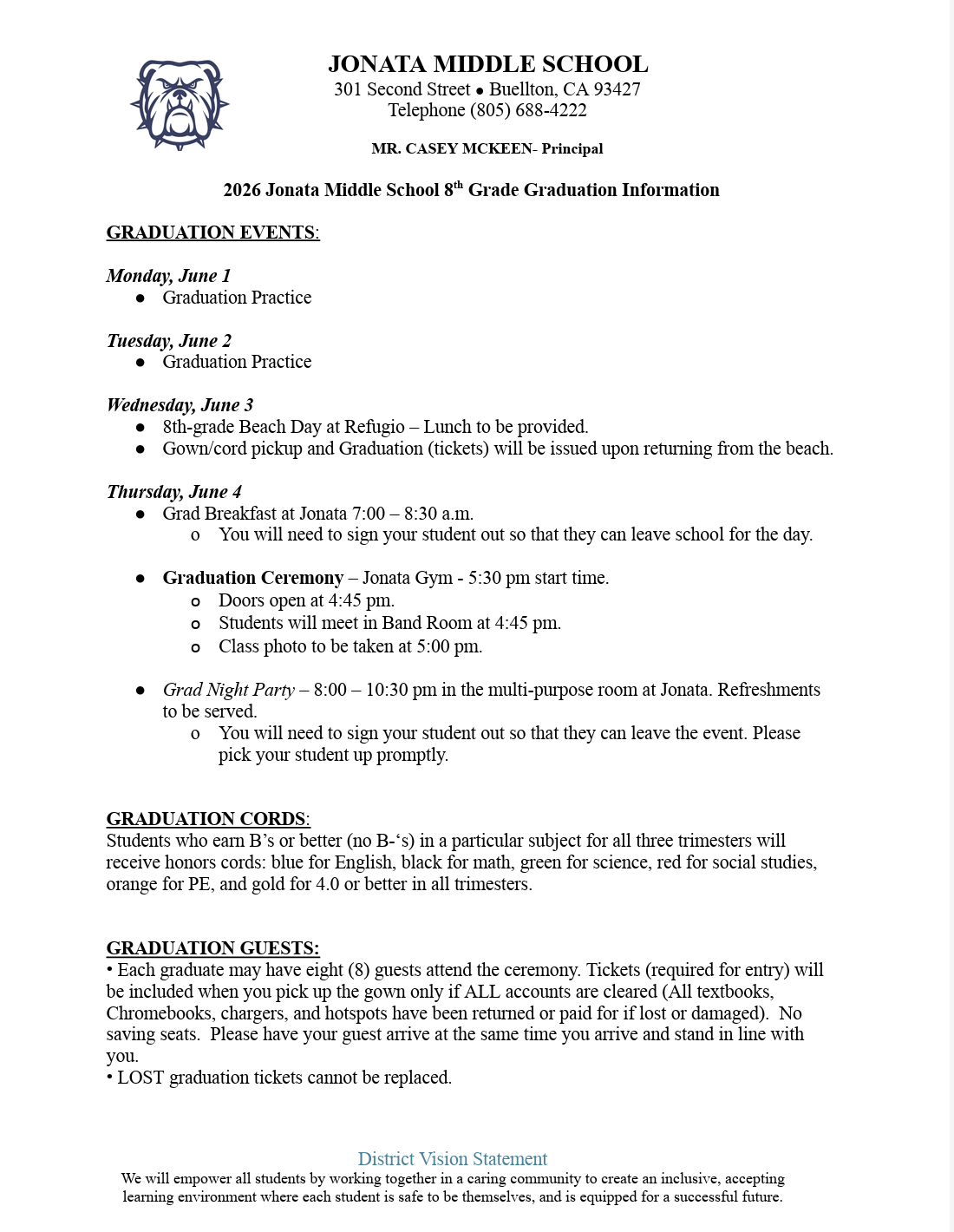 Graduation Event Information