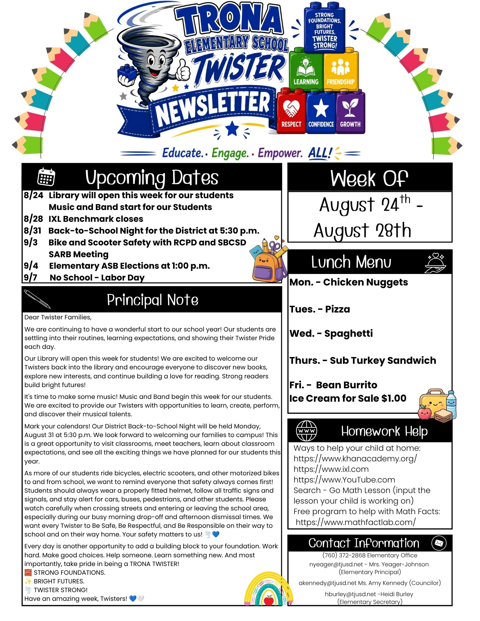 Twister Newsletter for August 24th-28th
