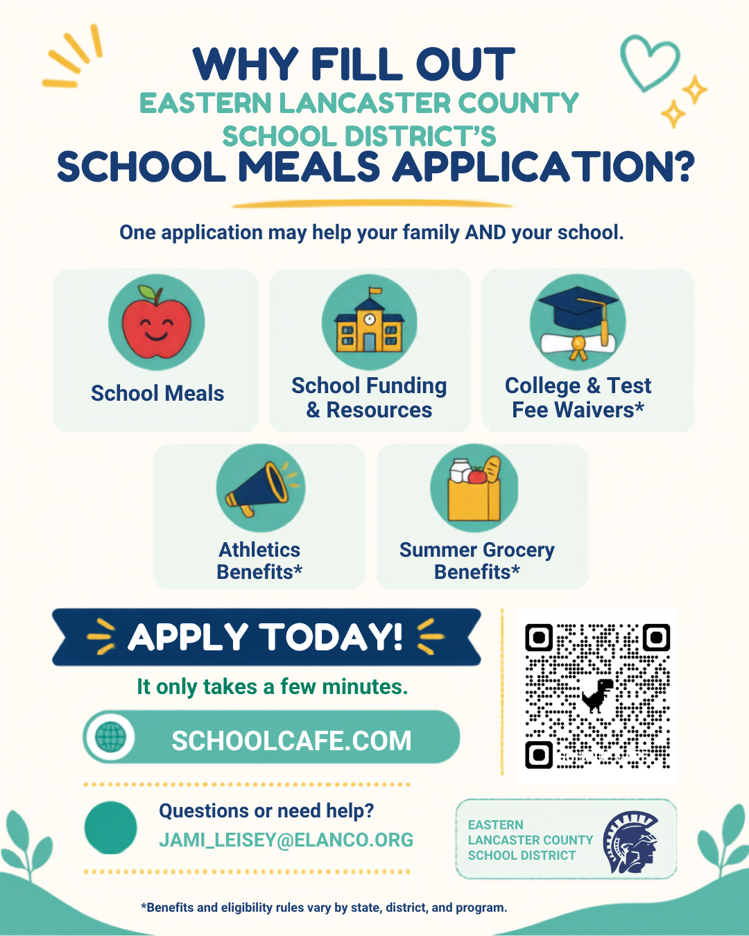 IMPORTANT MEAL BENEFIT REMINDER!