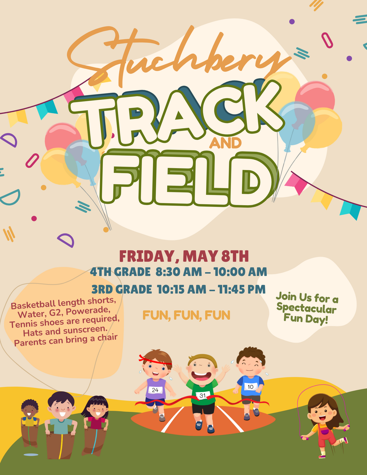 3rd & 4th Grade Track & Field Tomorrow!