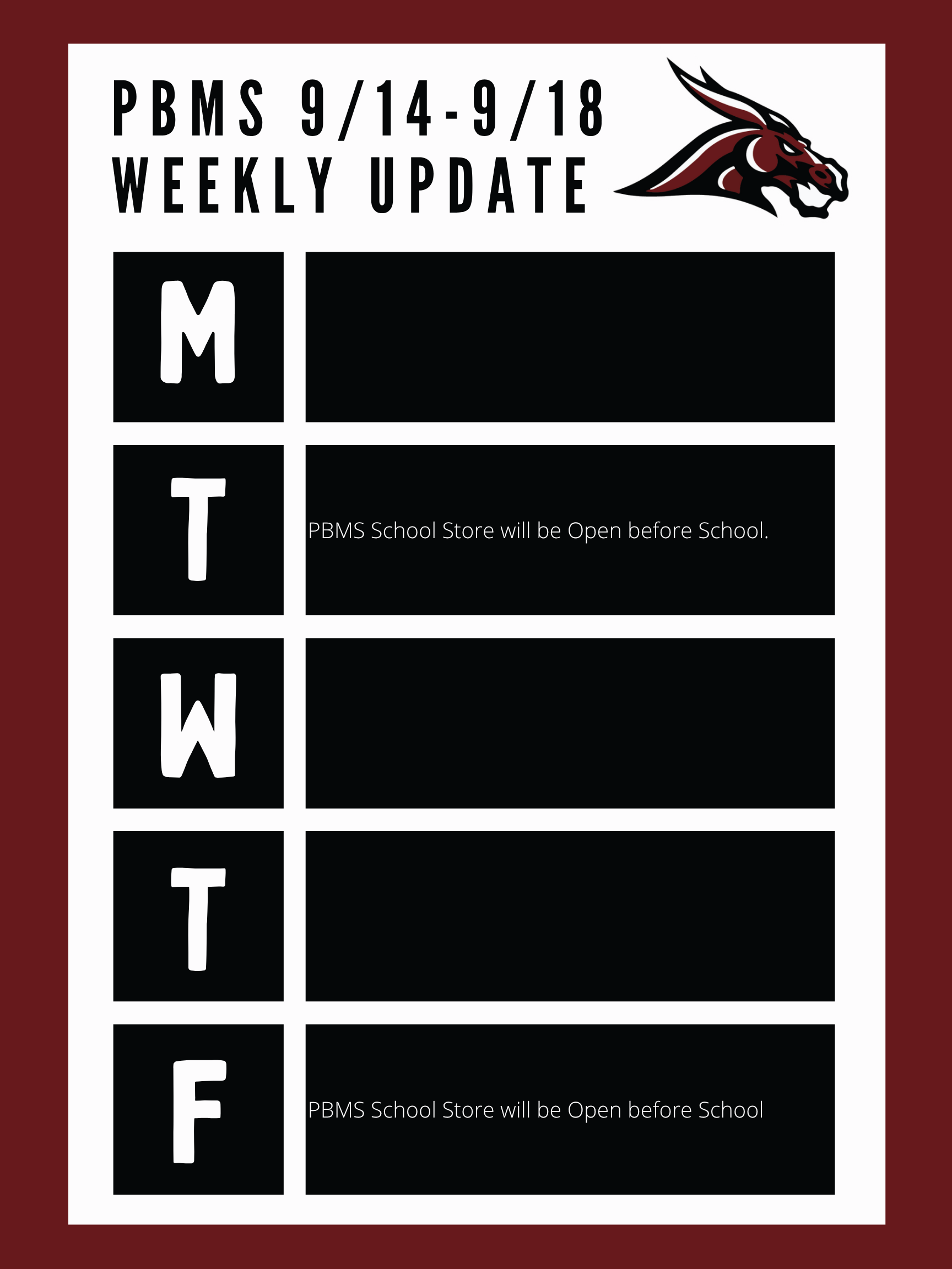 Weekly Update 9/14-9/18