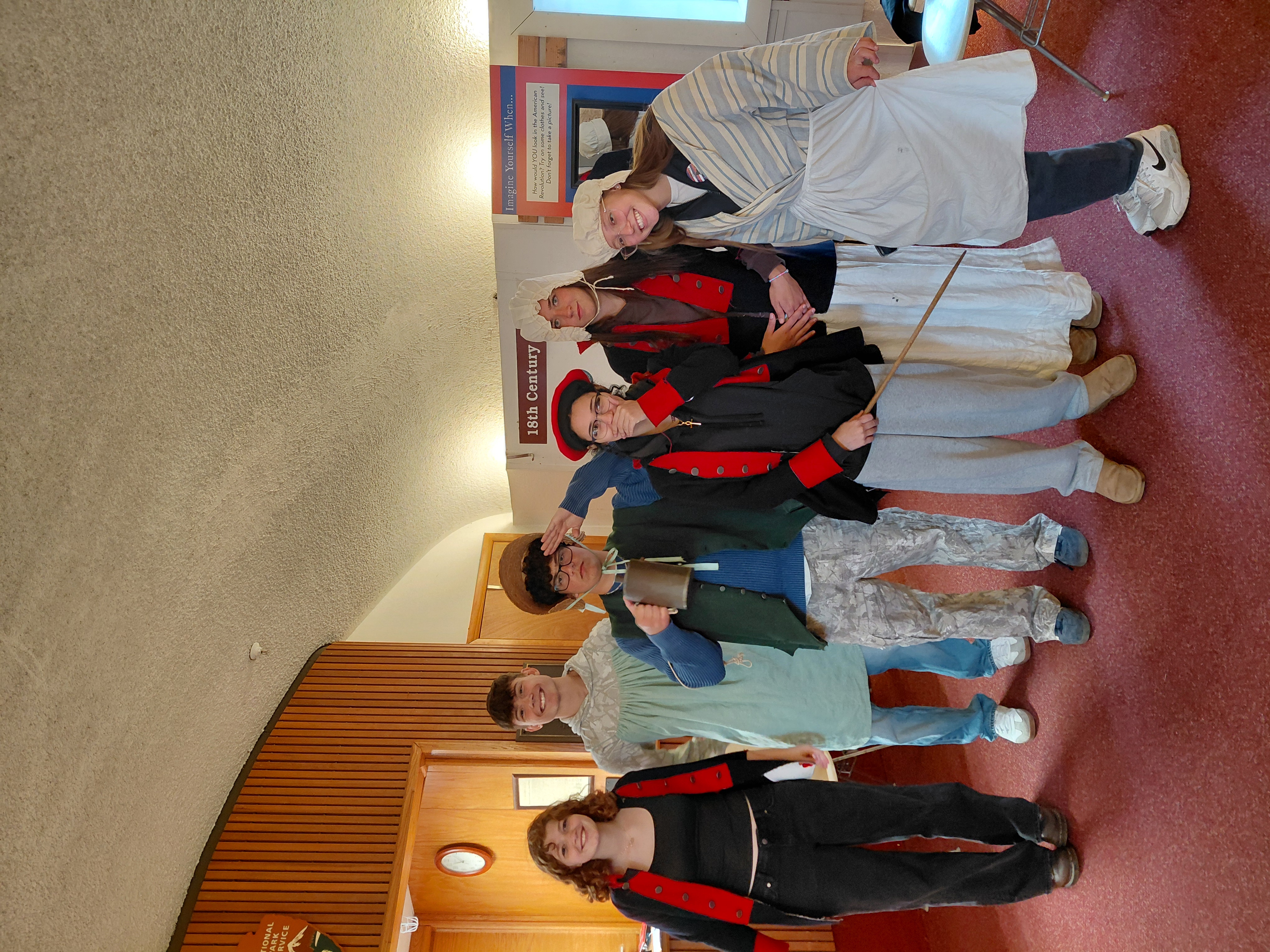 Students dress in period costume at an exhibit at Fort Stanwix National Monument