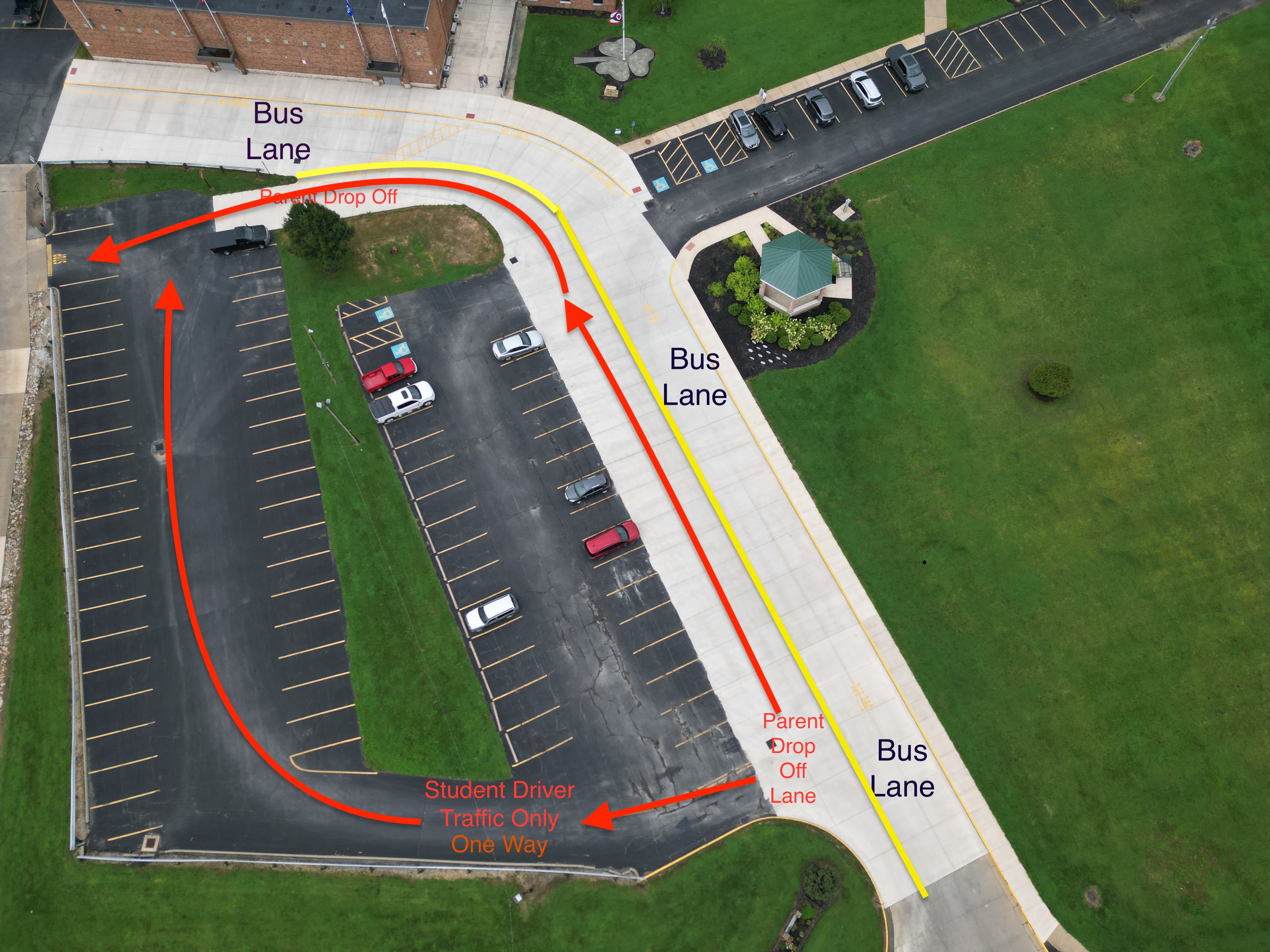 New drop off pattern for the high school
