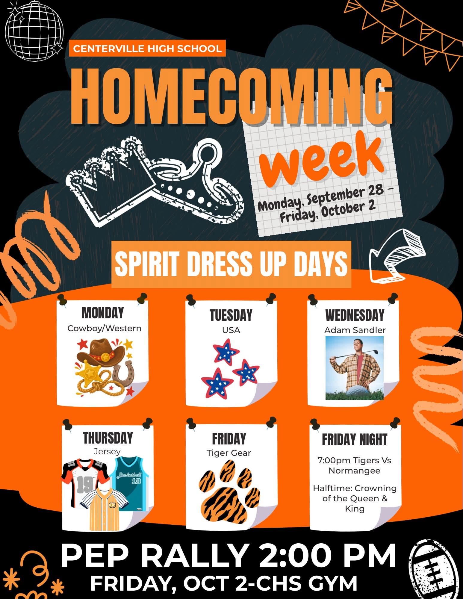 Homecoming Week Dress-up Schedule and Pep Rally Info