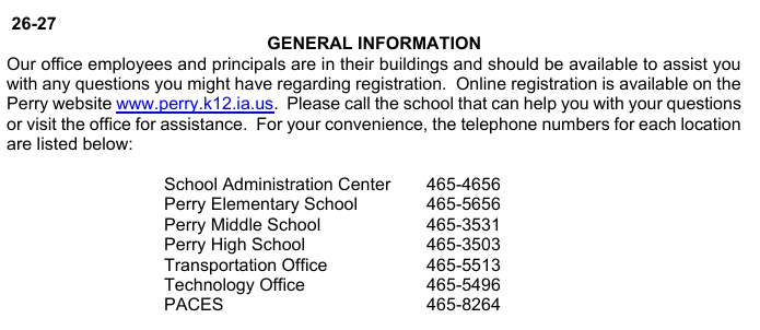 Back to School Information