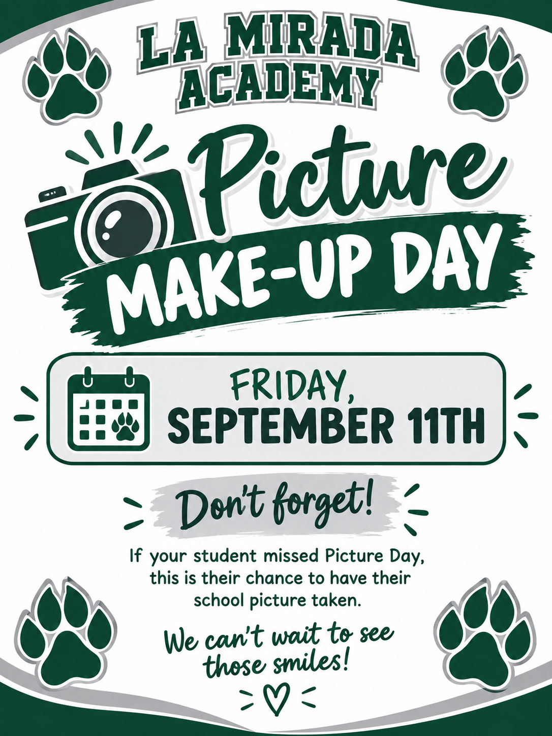 Picture Make-Up Day is September 11th!