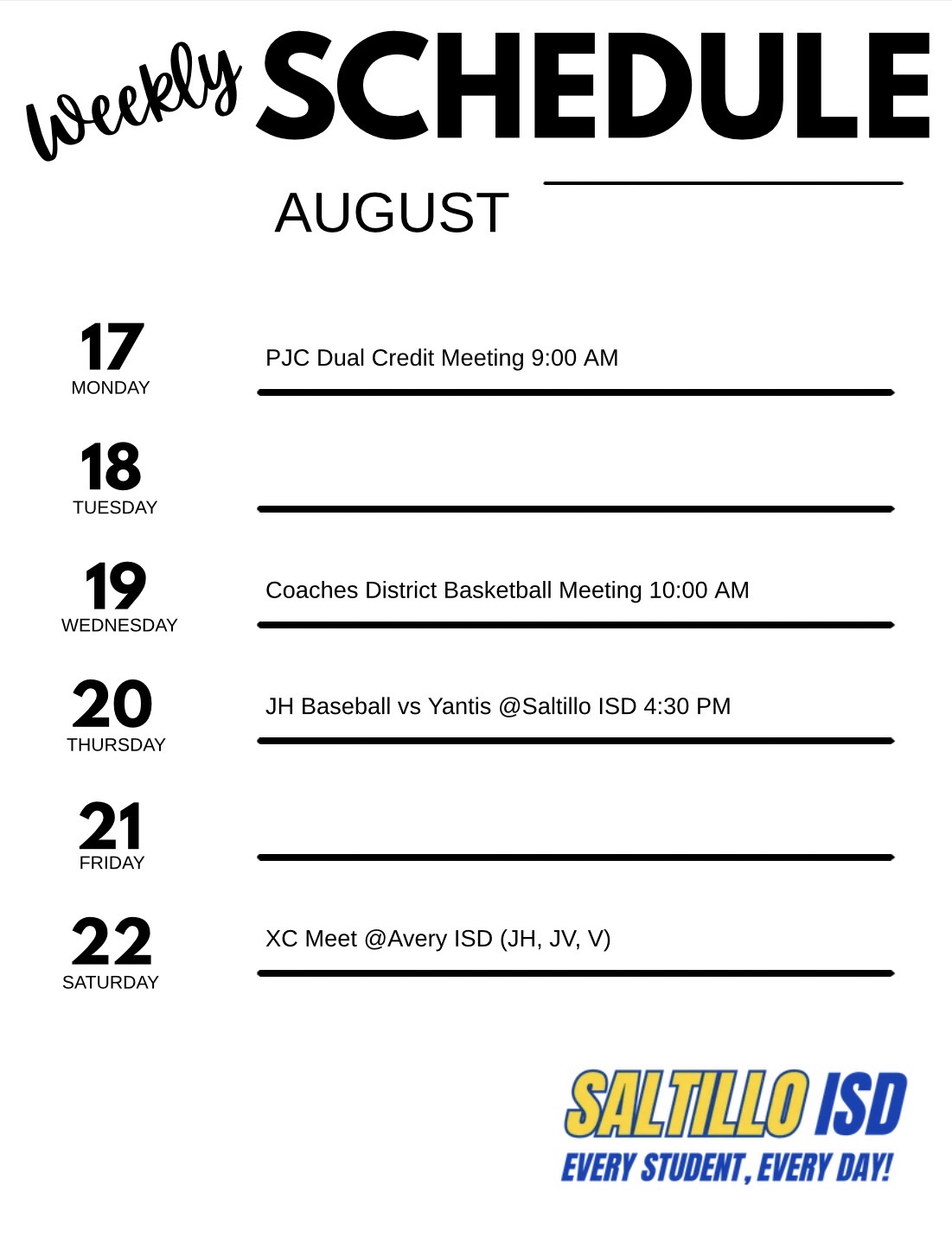 Weekly Schedule 