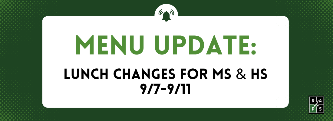 Update: Middle & High School Lunch Menus for Next Week 🍽️