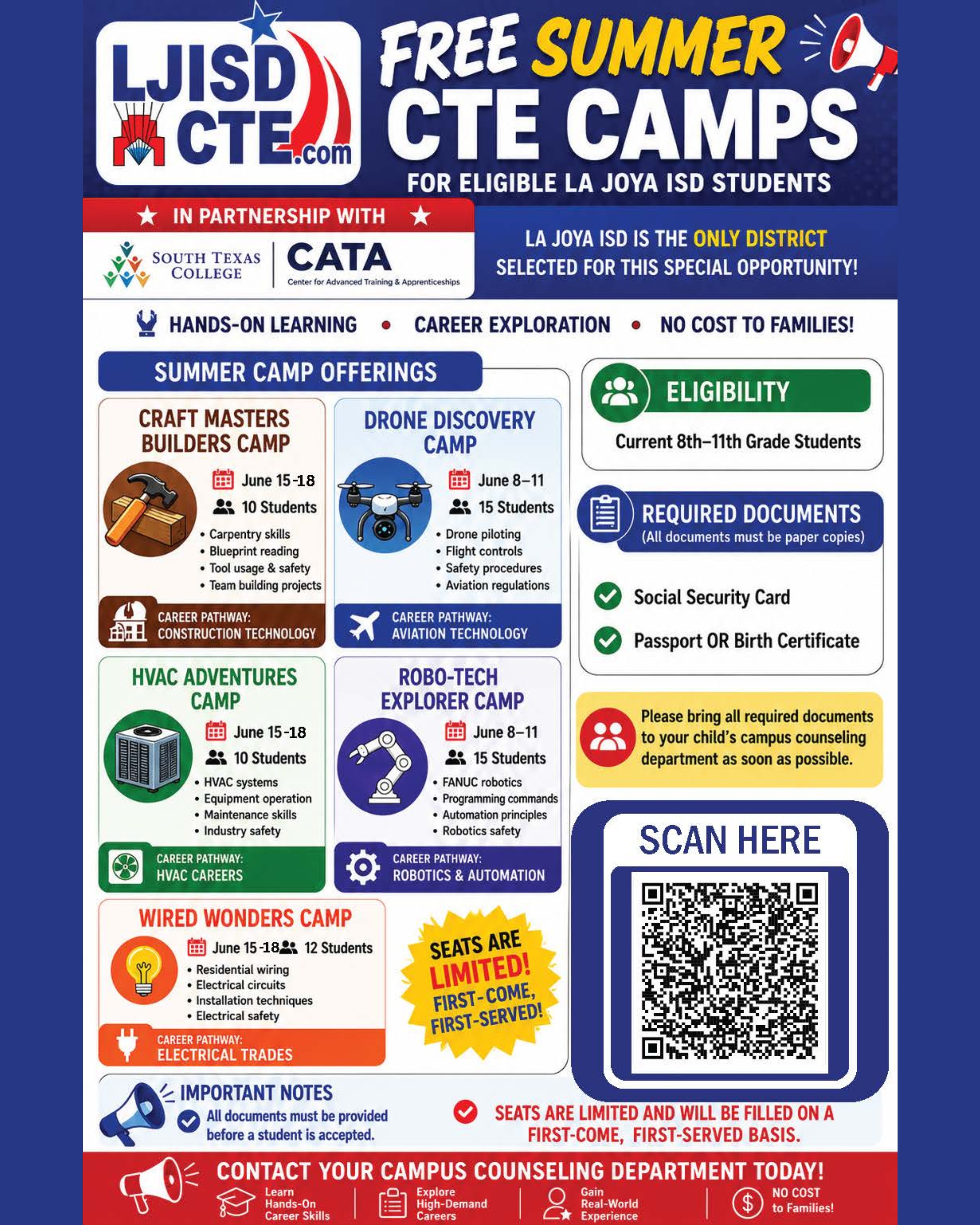 ⏰🚀 REMINDER: FREE Summer CTE Camps are filling up fast! 🚀⏰