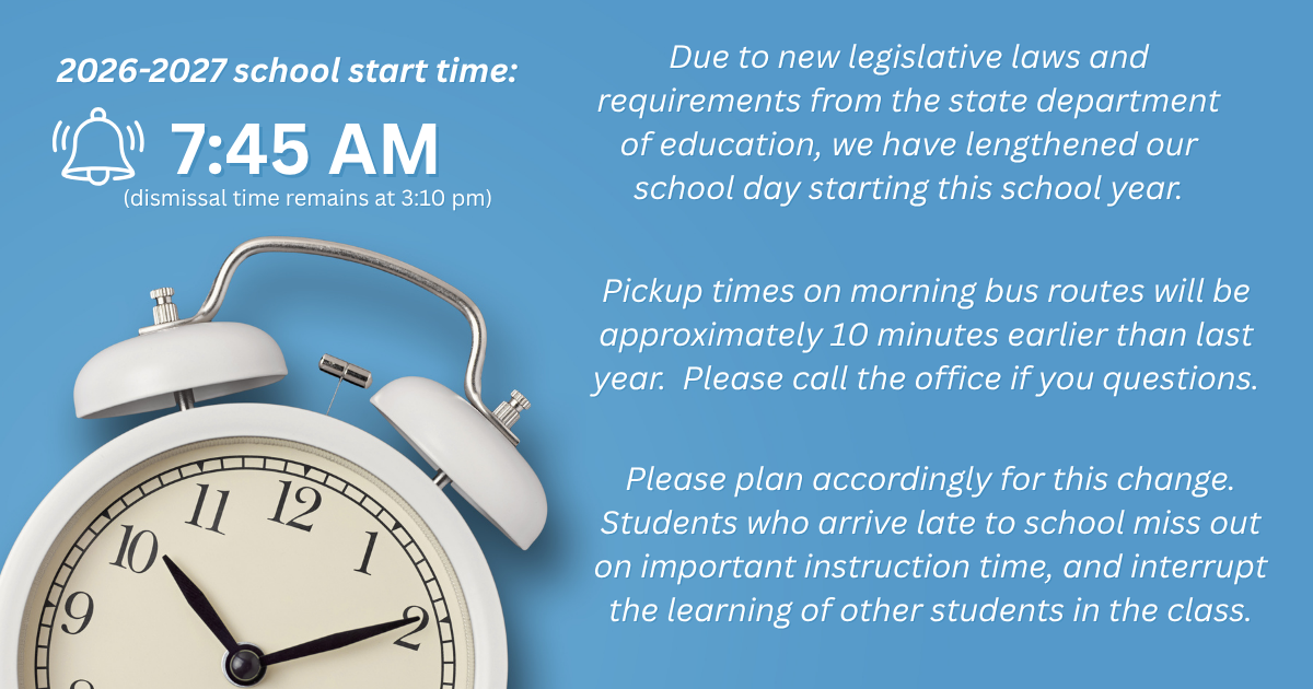 New Start Time for 2026-2027