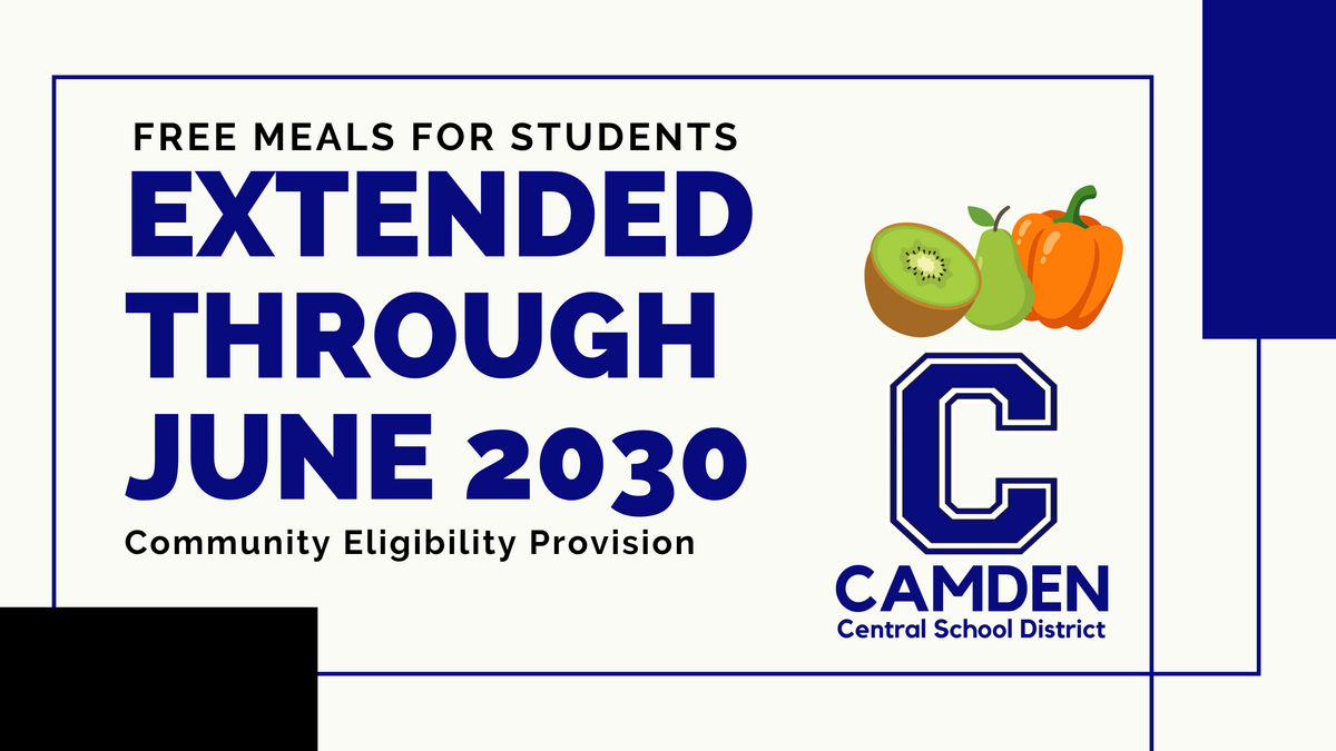 Free Meals To Continue Through '29-'30 School Year! 