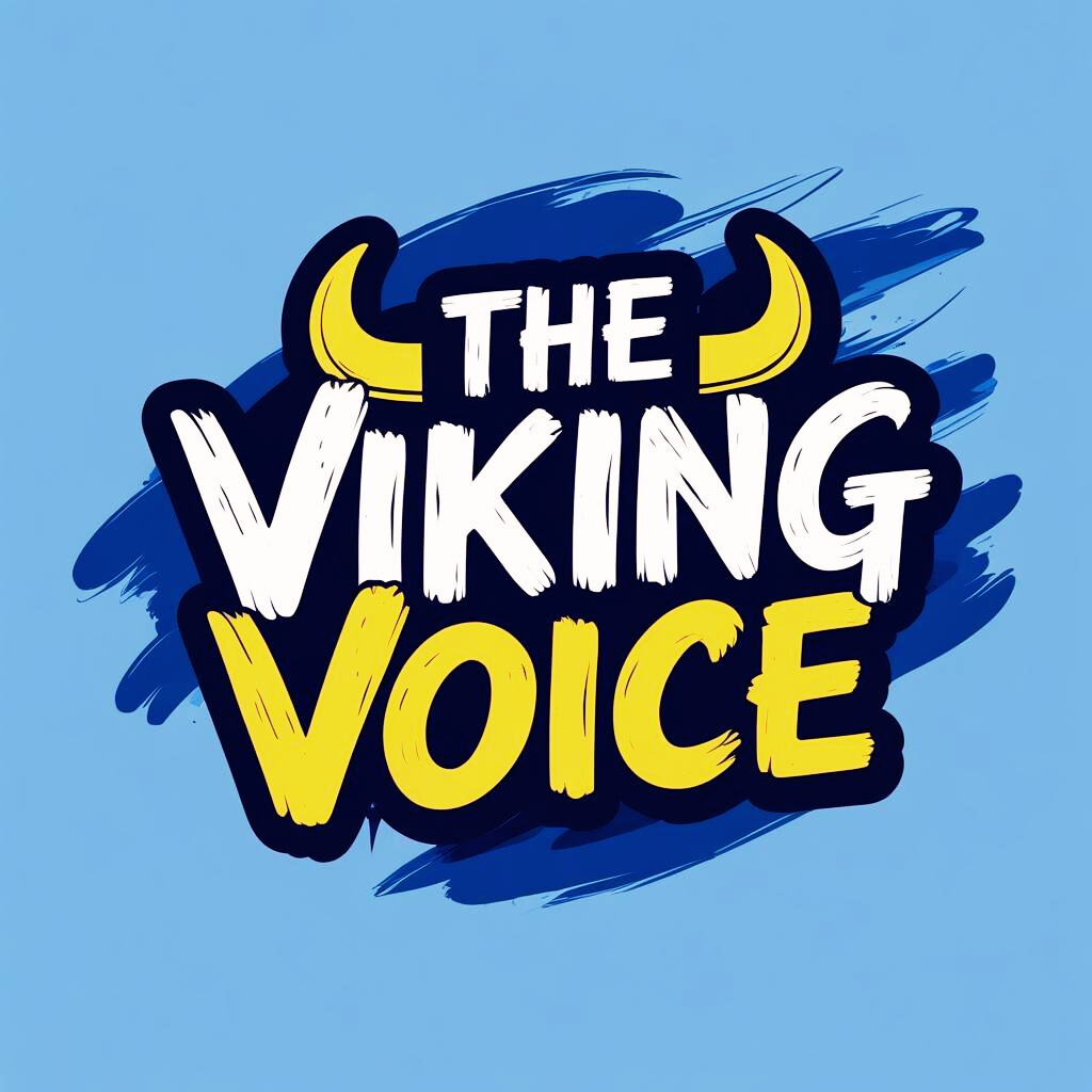 The words "THE VIKING VOICE" are displayed in bold, stylized lettering with yellow Viking horns.