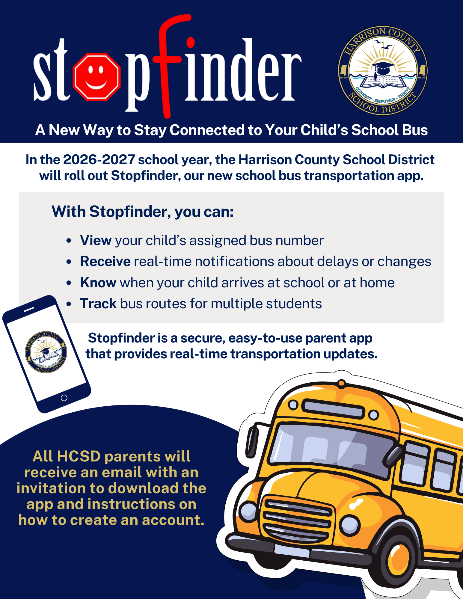 HCSD Launches Stopfinder School Bus App