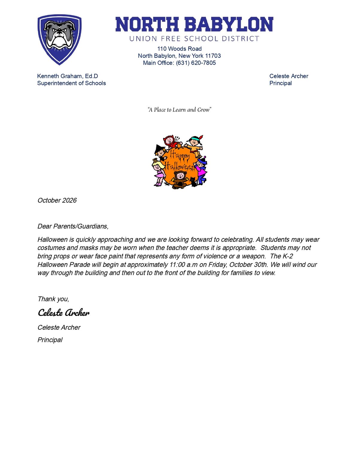 Halloween: A Message from Mrs. Archer