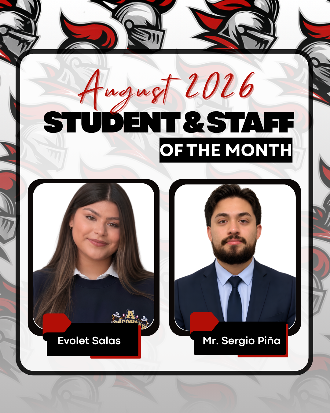  Congratulations to our August Staff and Student of the Month! 