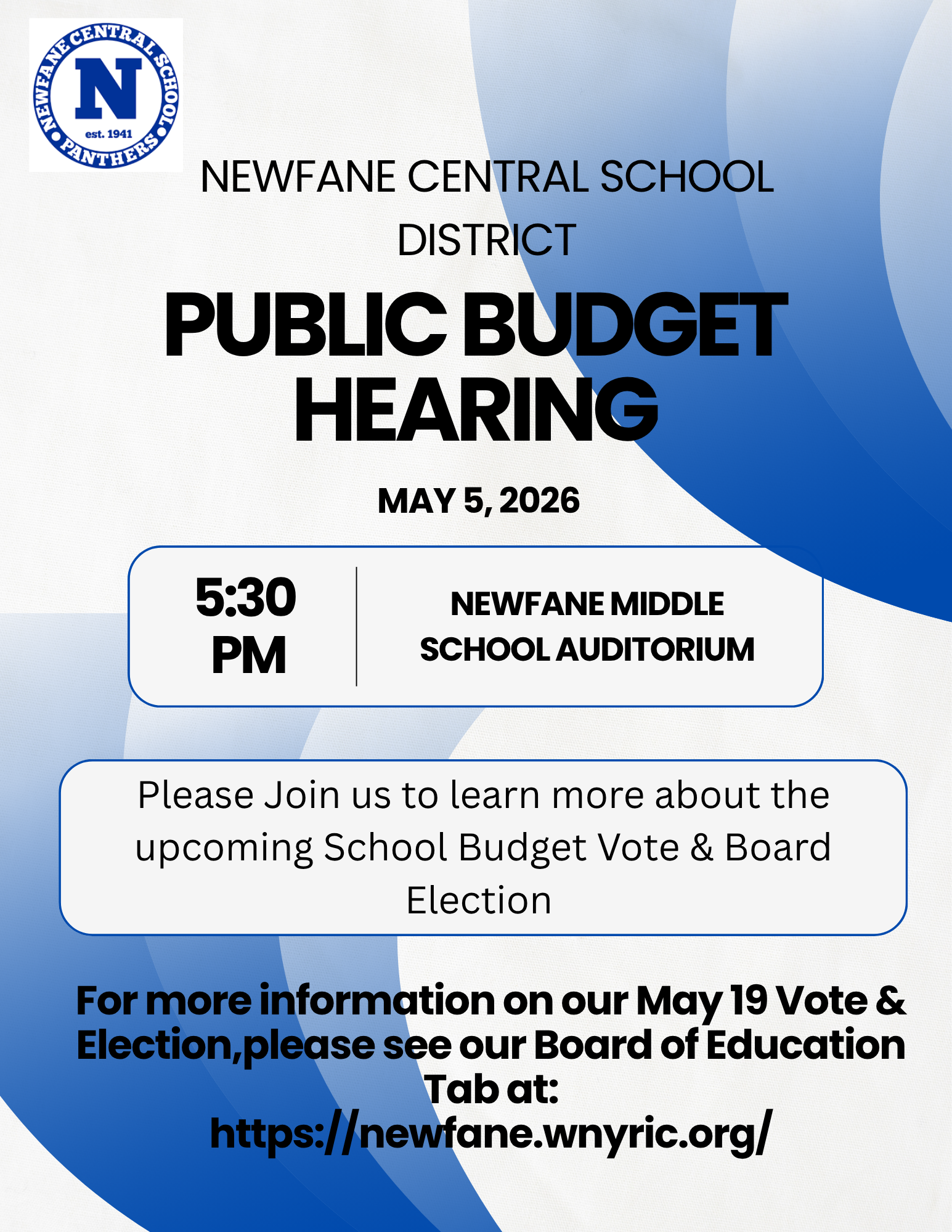 Join Us for Our Public Budget Hearing Tonight! 