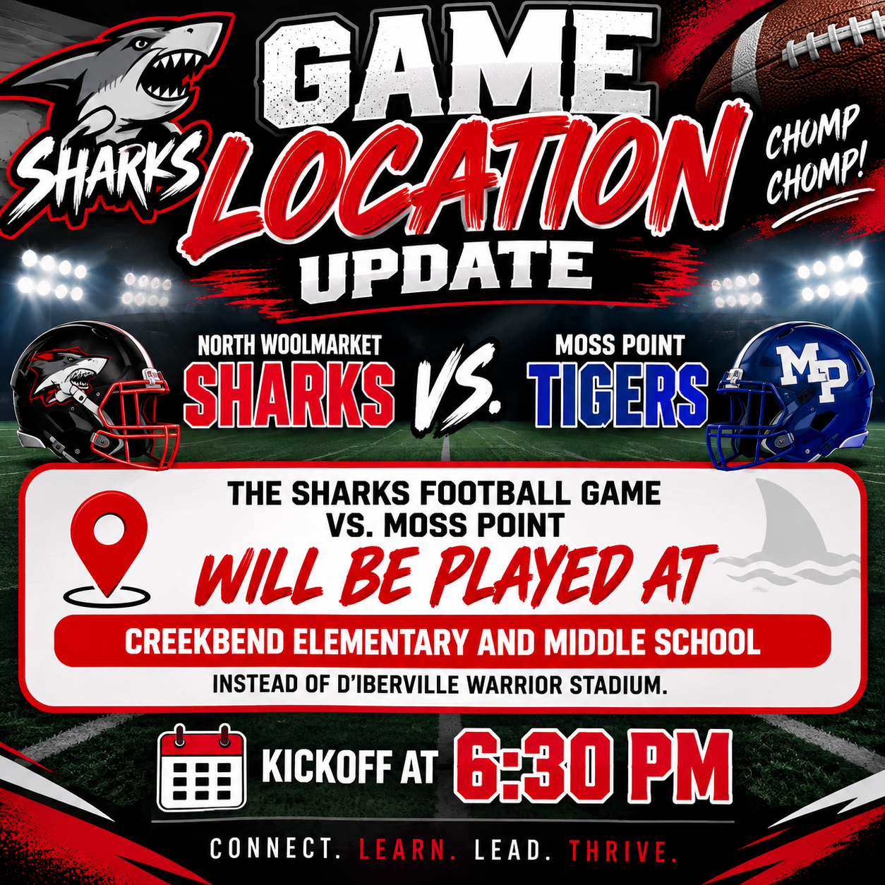Football Update: Location Change For Tonight's Game