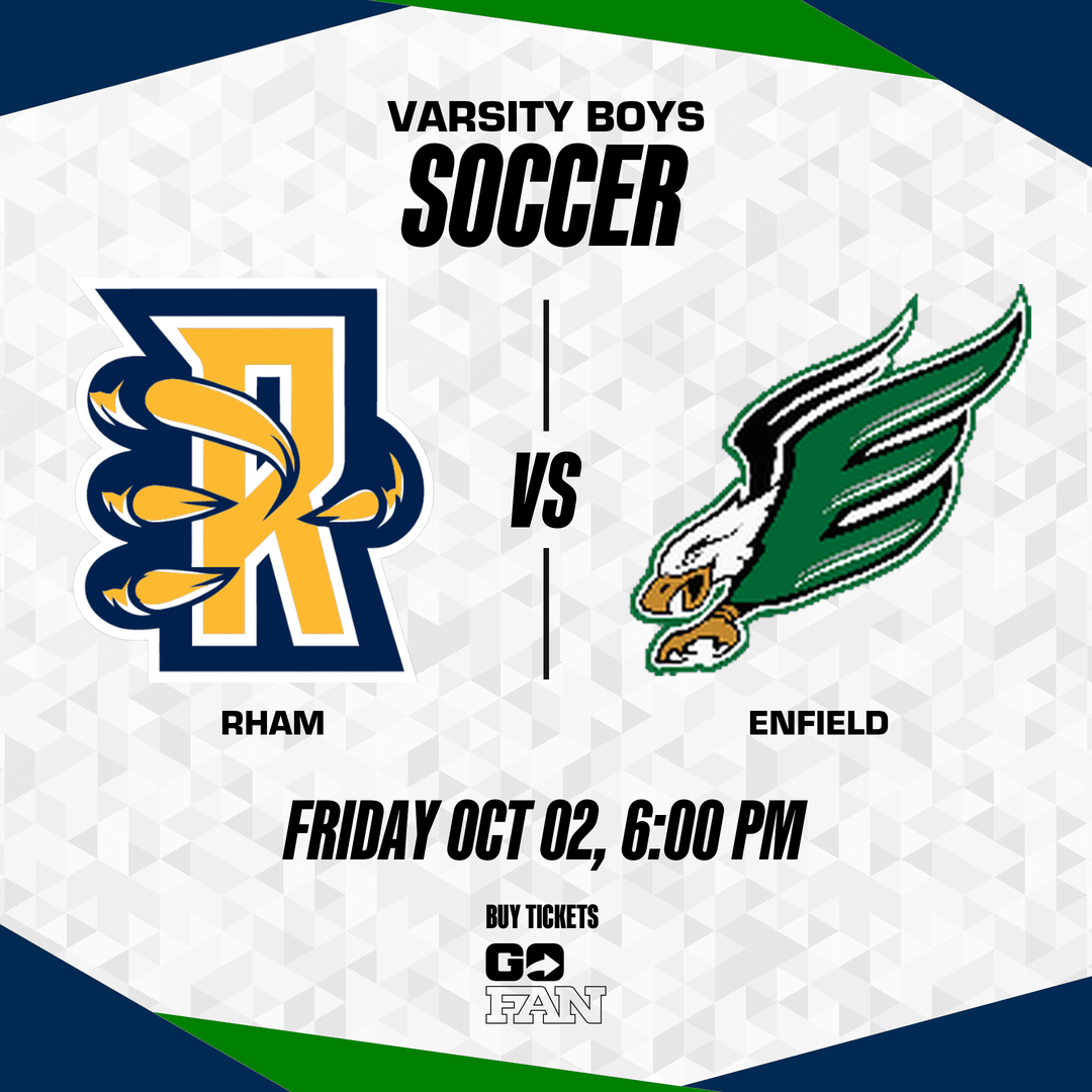 ⚽ RHAM Boys Soccer vs. Enfield | Tonight at 6:00 PM Under the Lights