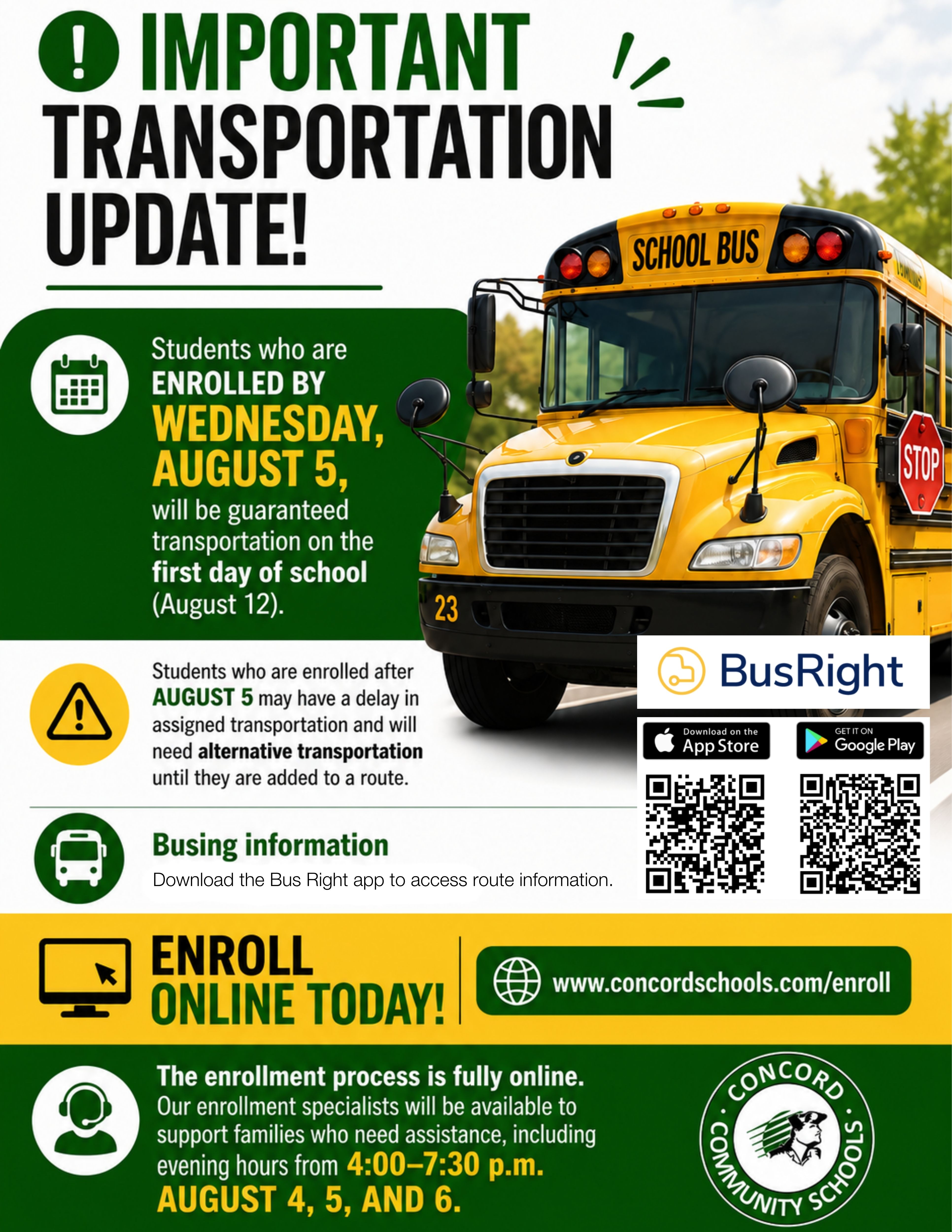 Important Bus Transportation Update 