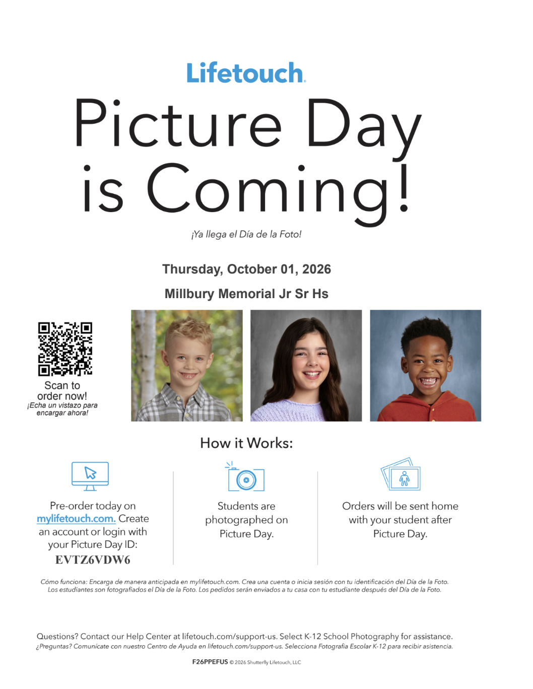 School Picture Day tomorrow - October 1
