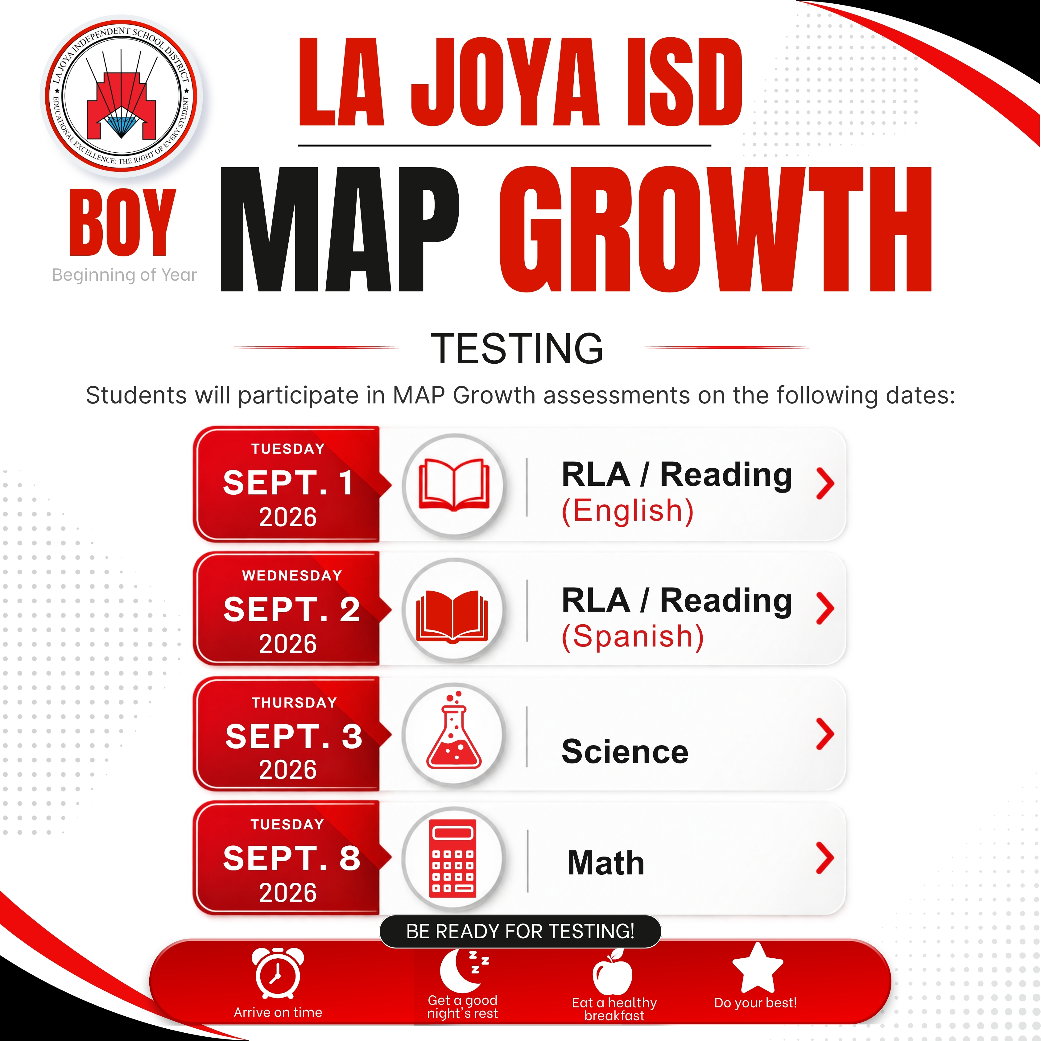 📚 Beginning of Year MAP Growth Testing is coming up!
