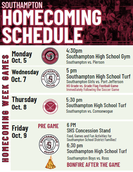 SHS Homecoming Schedule