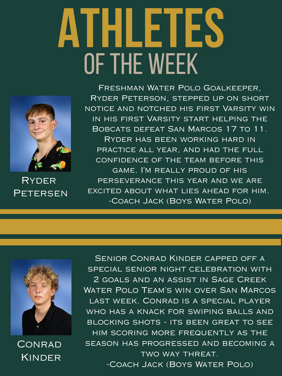 ATHLETES OF THE WEEK
