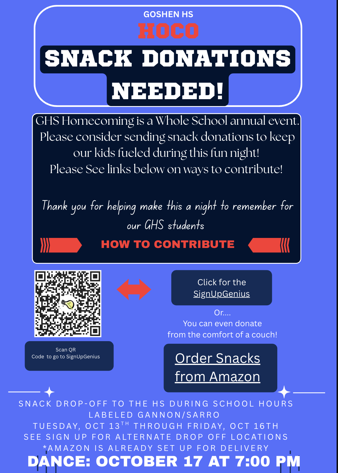 Snack Donations Needed for HOCO!