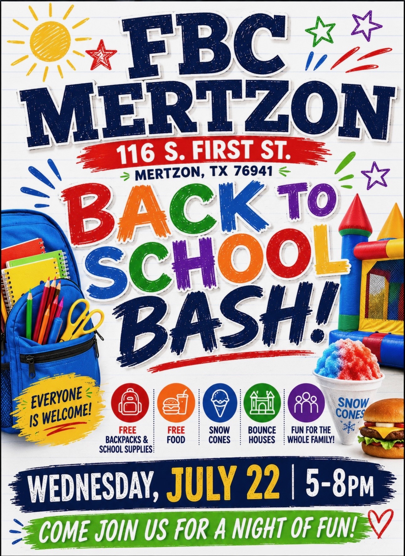 FBC Mertzon Back to School Bash