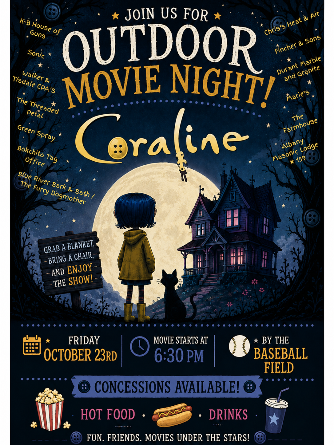 Outdoor Movie Night Friday, October 23rd
