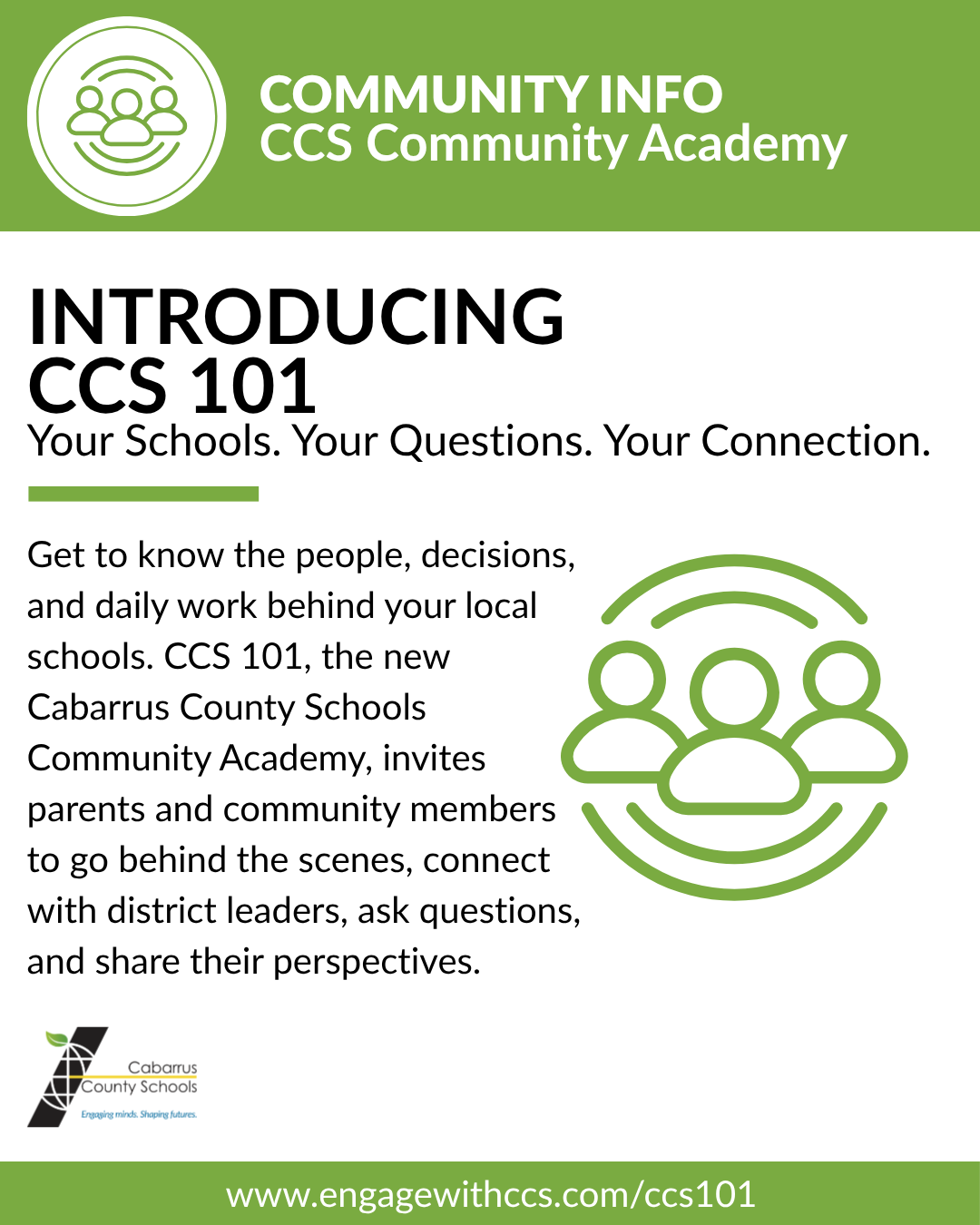 Introducing CCS 101 Community Academy; application deadline is 10/26