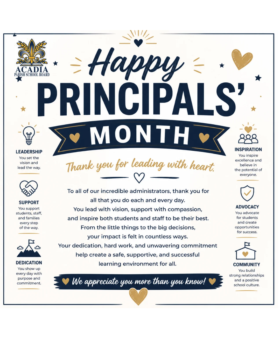 Special Thanks to Principals