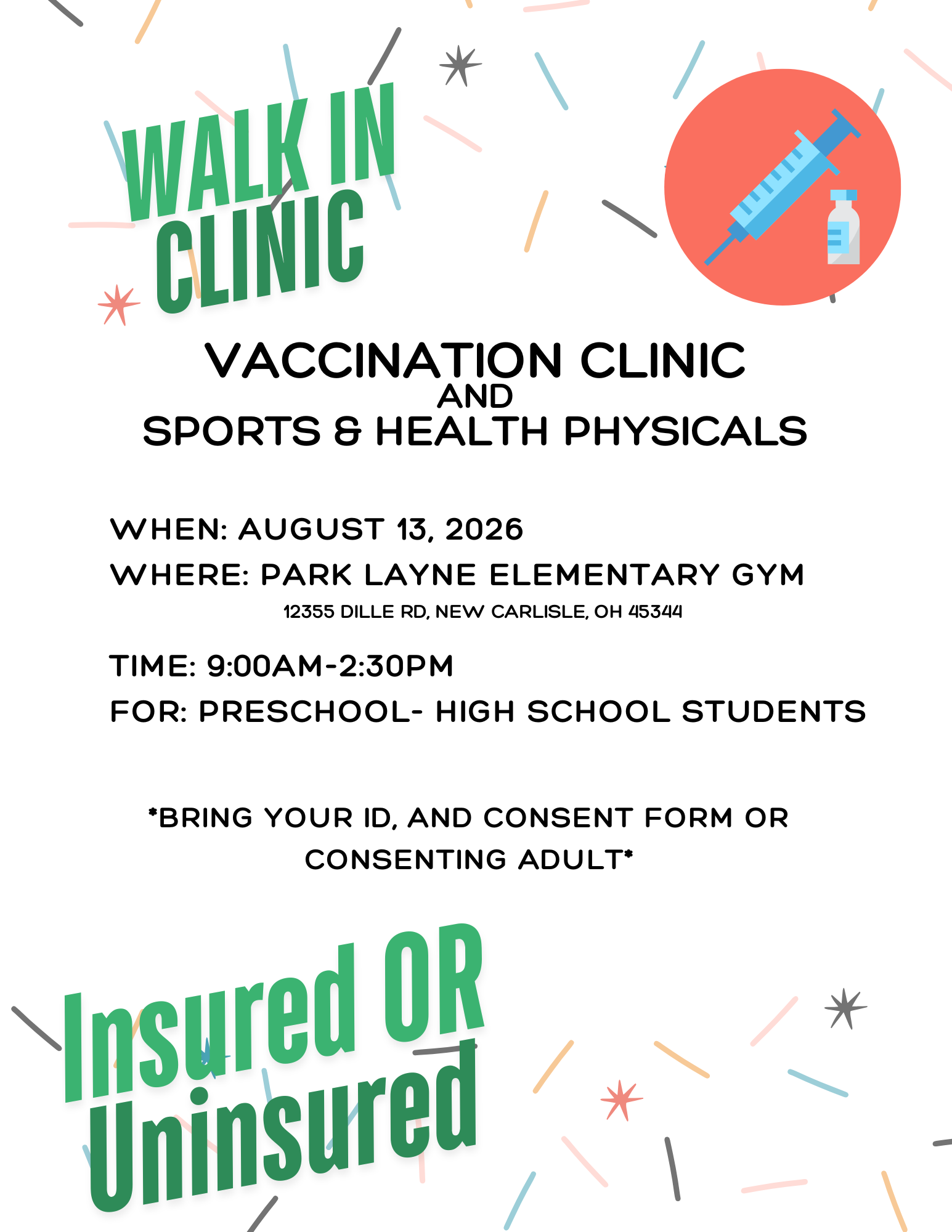 Mark Your Calendar! Walk-In Clinic for Vaccinations and Sports Physicals