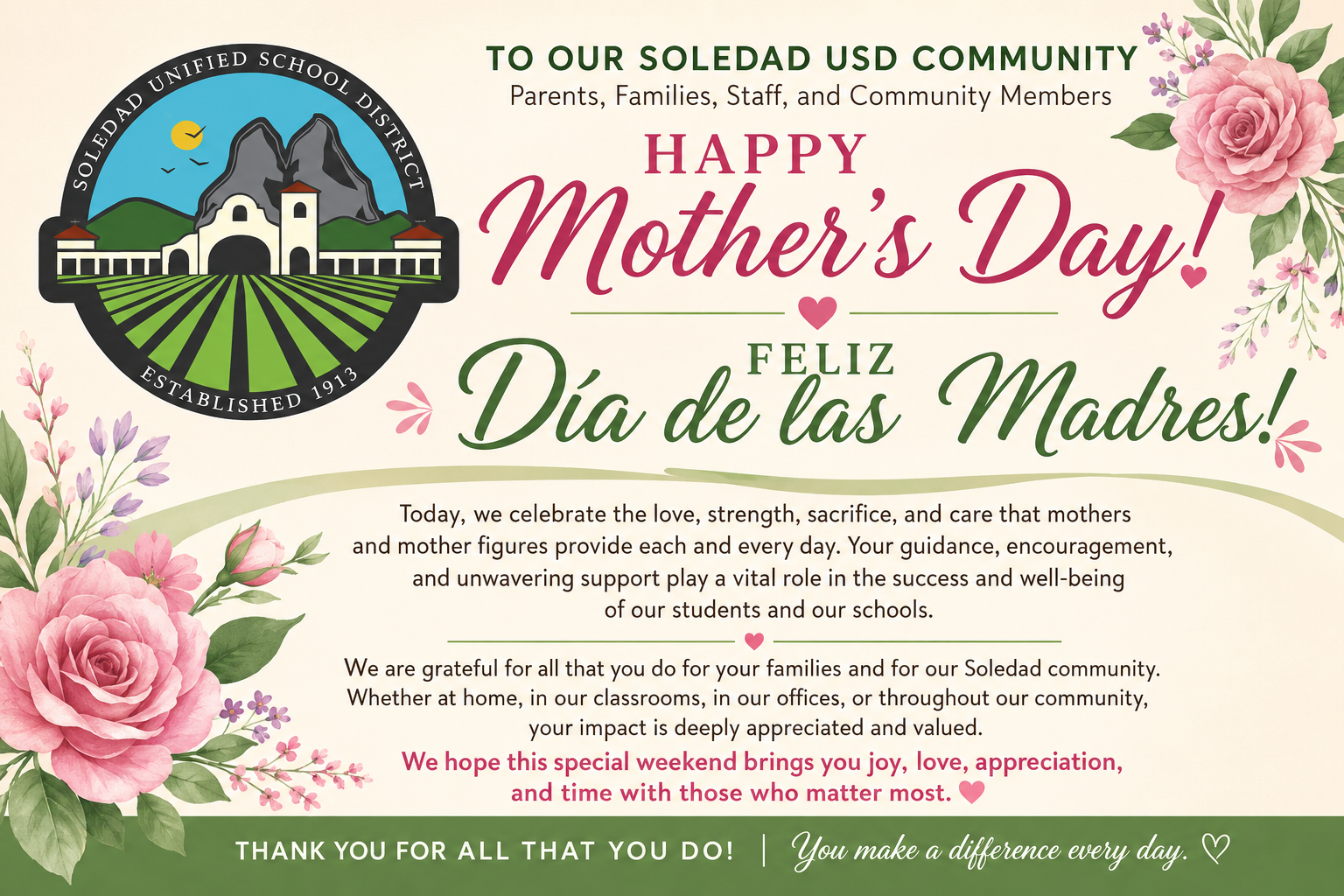 Happy Mother’s Day and Feliz Día de las Madres