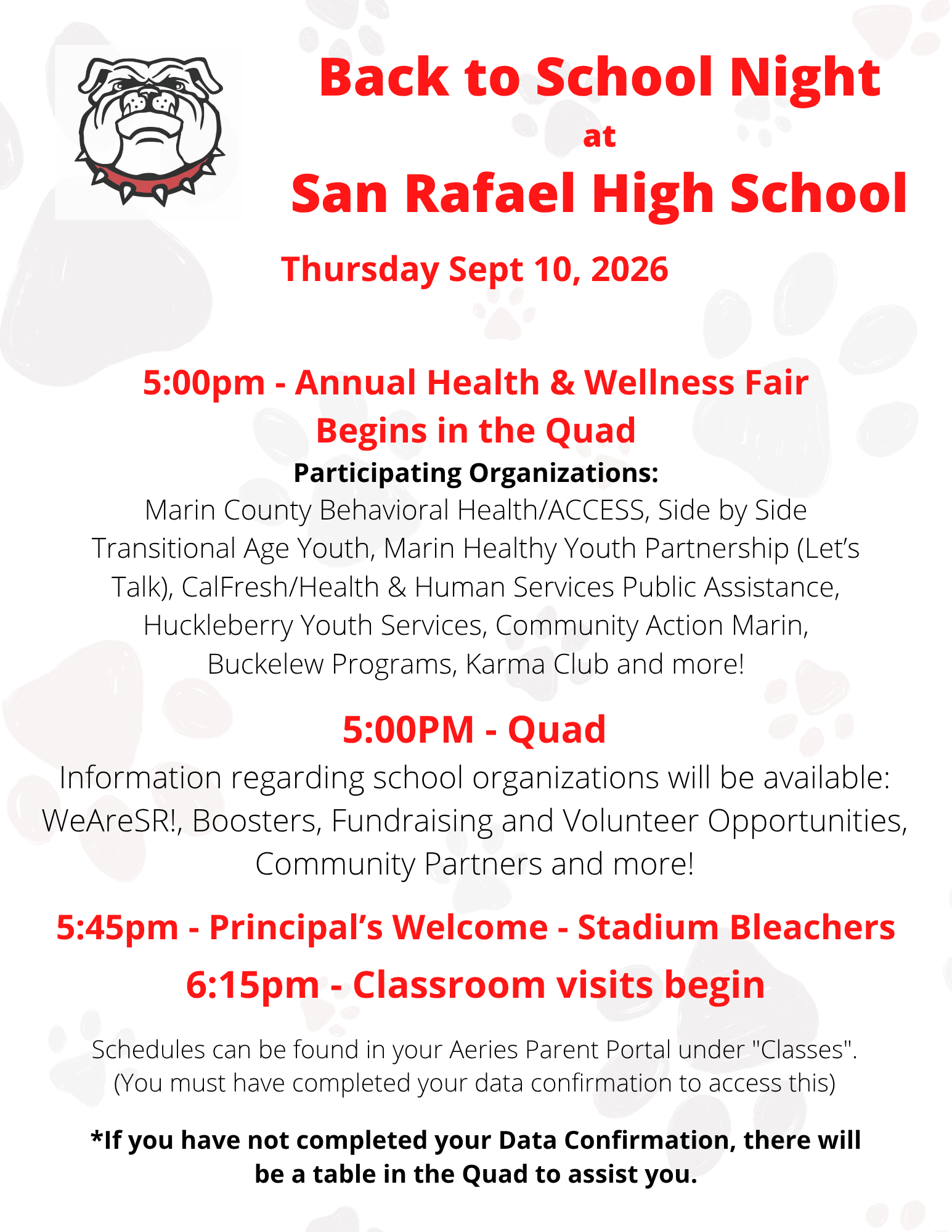 Back to School Night - Tomorrow Sept 10th 