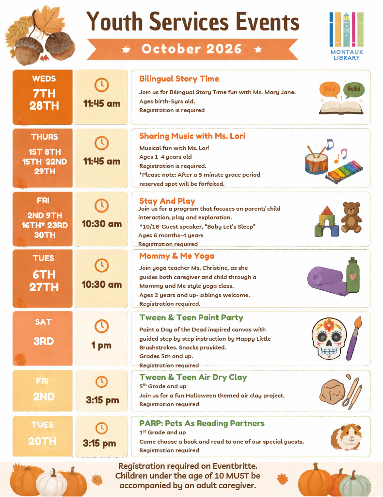October Events From Our Local Public Library - Montauk Library