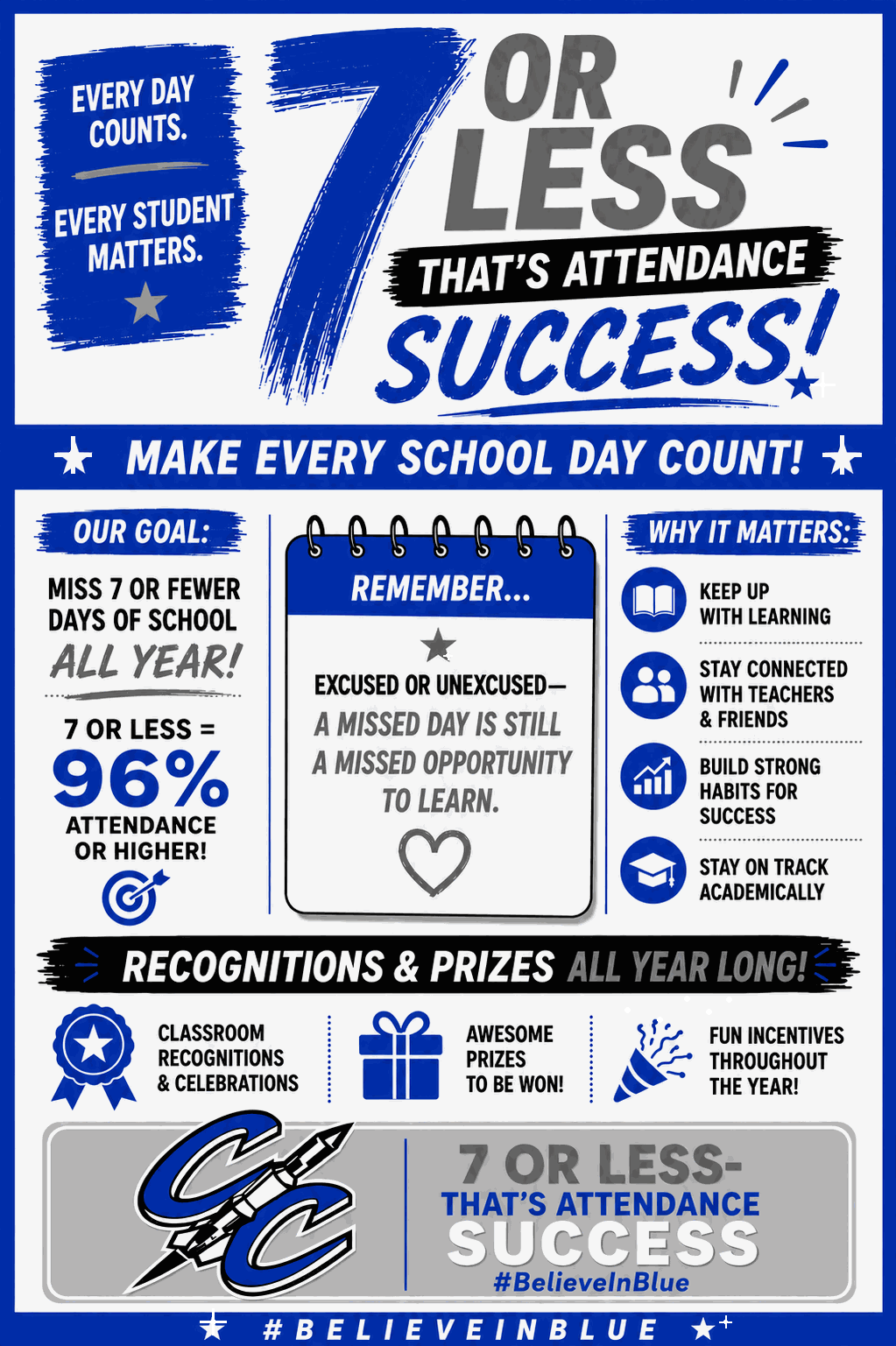 💙 Introducing “7 or Less for Attendance Success!" 💙