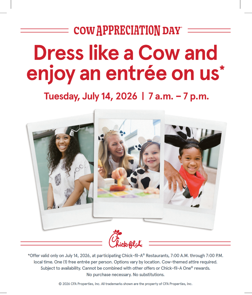 Cow Appreciation Day: Tuesday, July 14th from 7 am to 7 pm