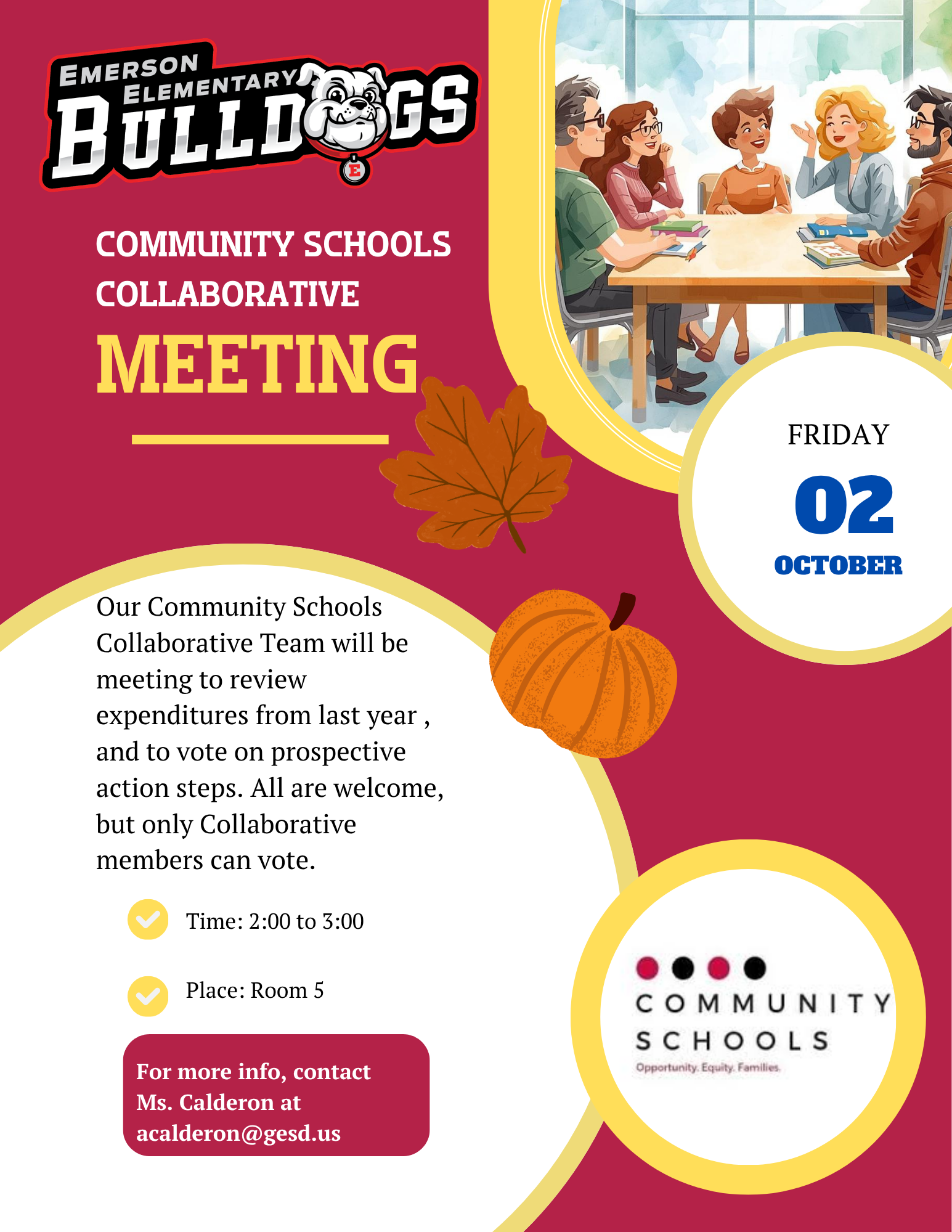 Community School Collaborative Meeting- Friday, October 2nd @ 2:00-3:00 pm