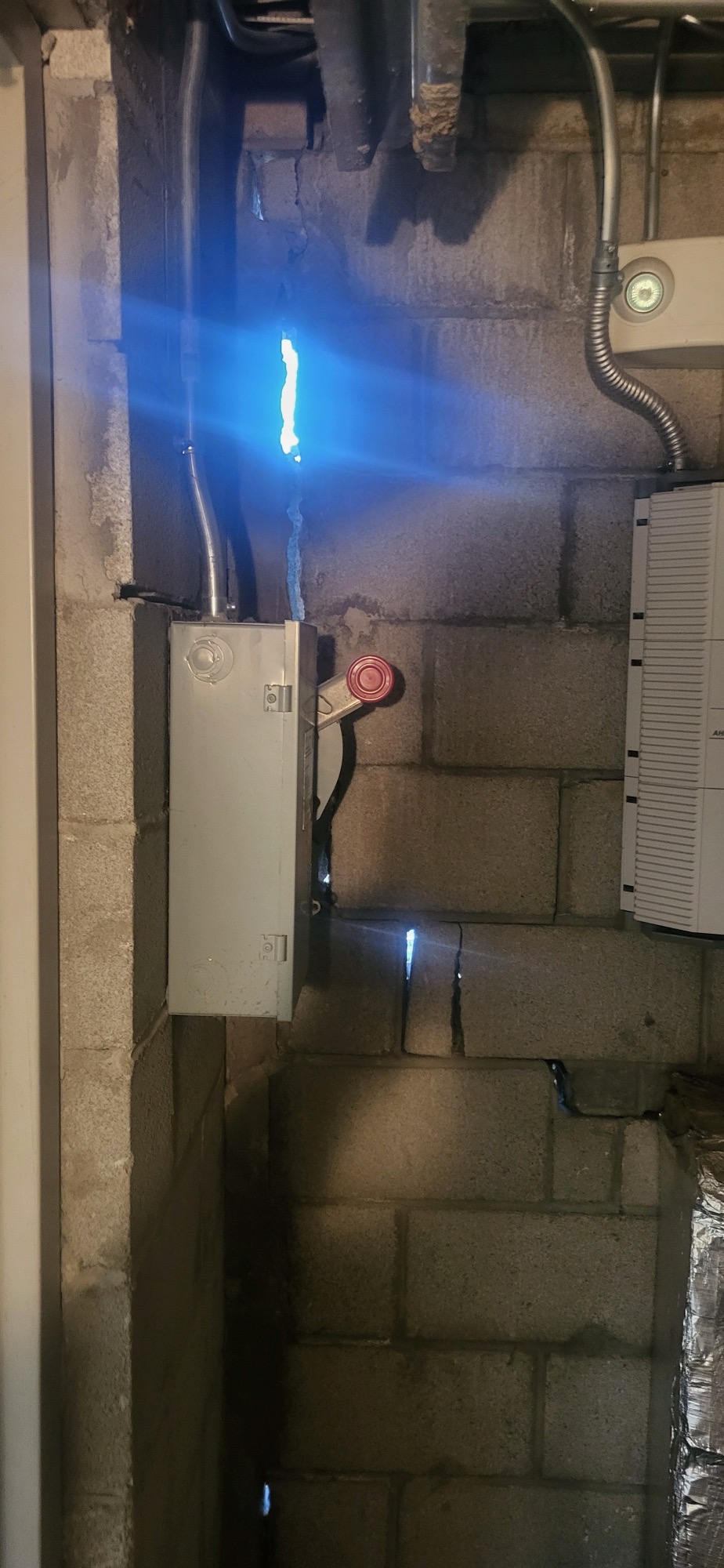 Block wall from interior utility closet