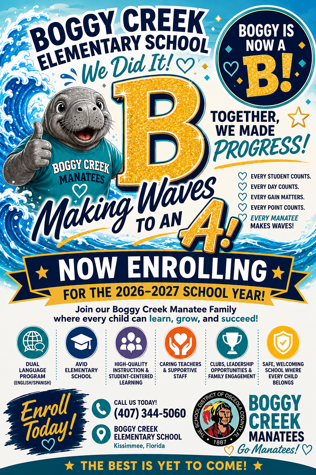 🎉Boggy Creek Elementary School NOW ENROLLING for the 2026–2027 School Year!