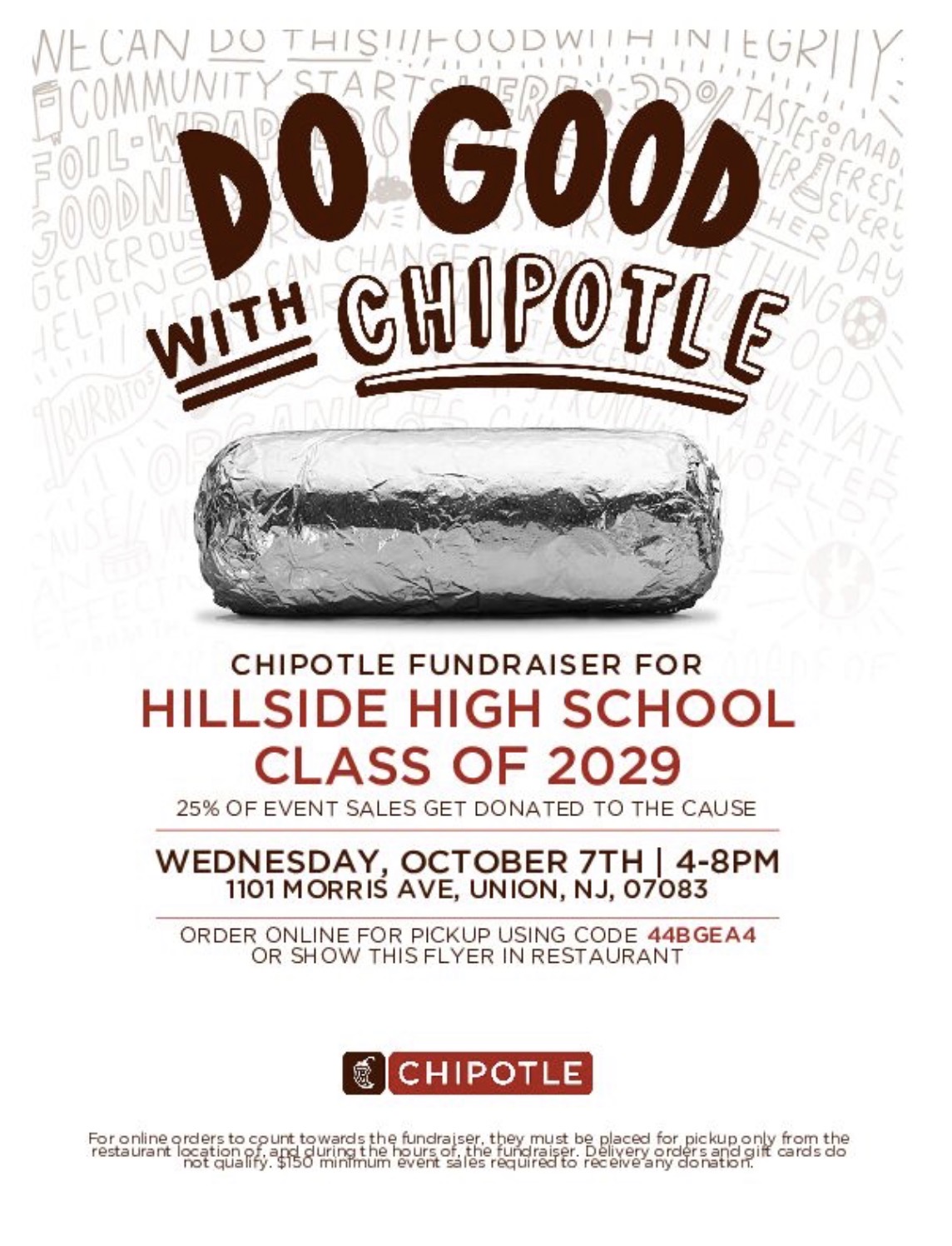 Class of 2029 Chipotle Fundraiser!