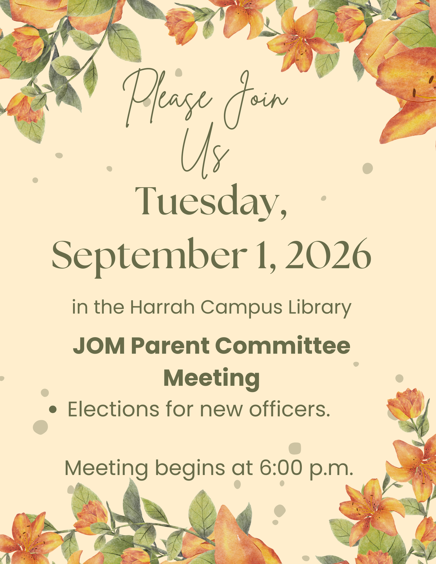 JOM Meeting September 1, 2026