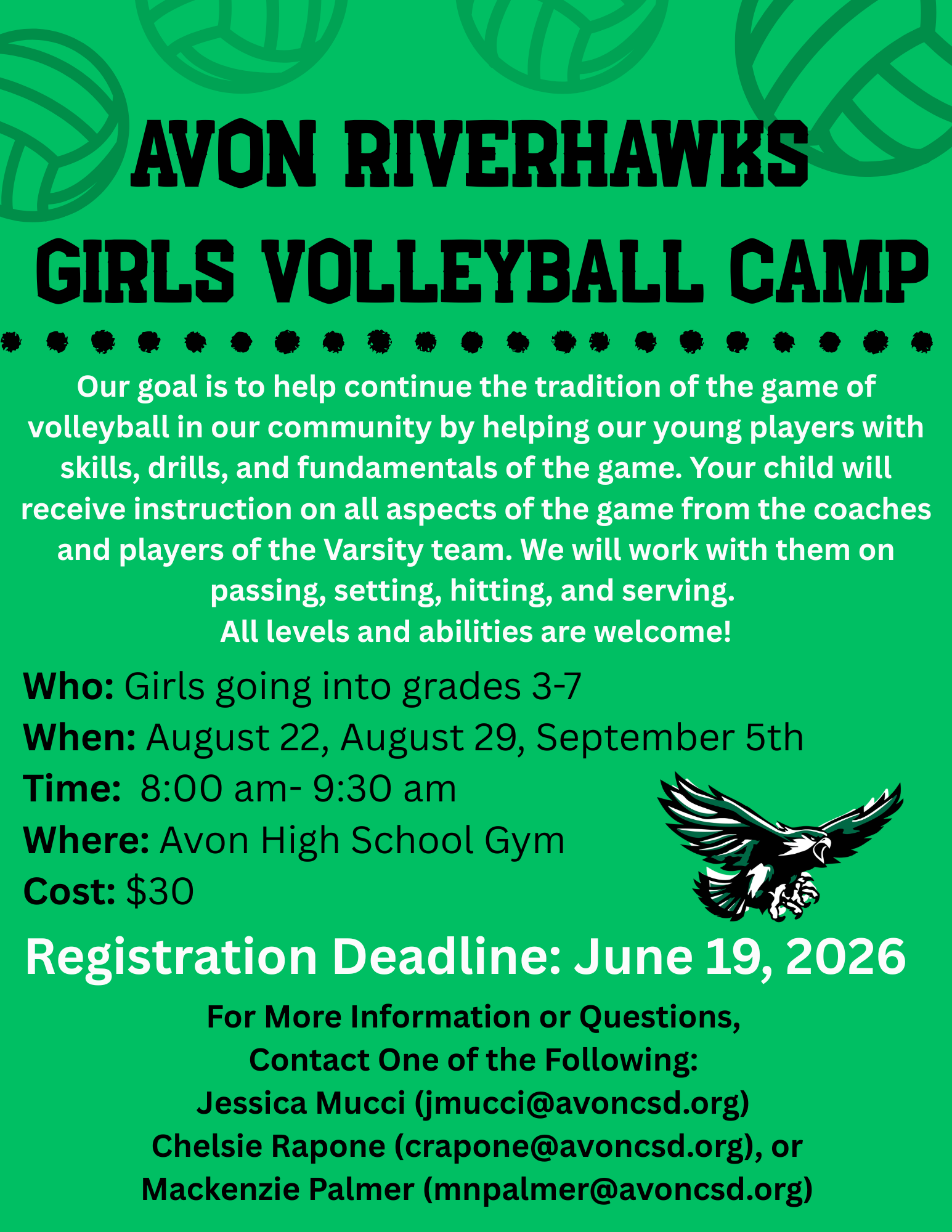 Registration now open for girls summer volleyball camp
