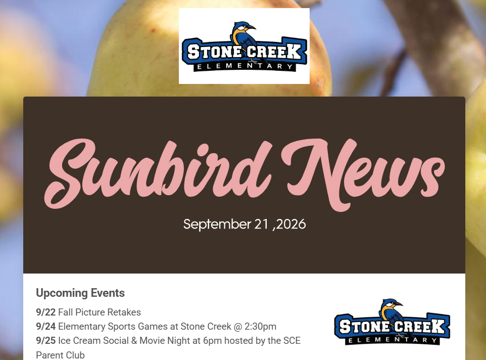 Sunbird News- week of 9/21/26