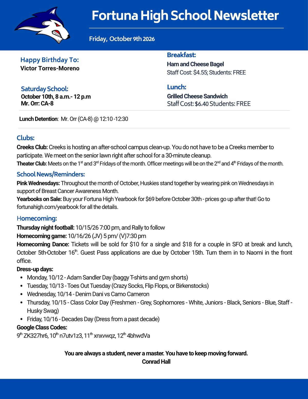 Bulletin 10/09/2026